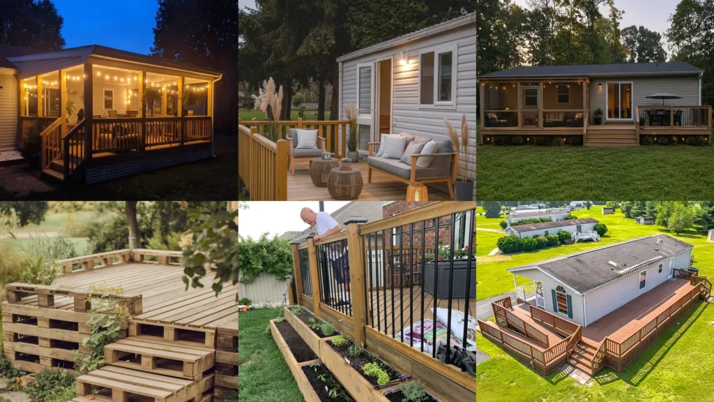 20 Deck Ideas for Mobile Homes With Pretty Seating and Porch Details