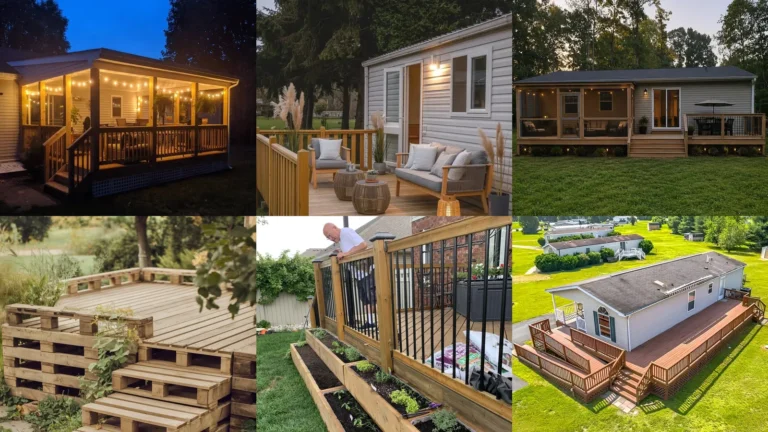 20 Deck Ideas for Mobile Homes With Pretty Seating and Porch Details