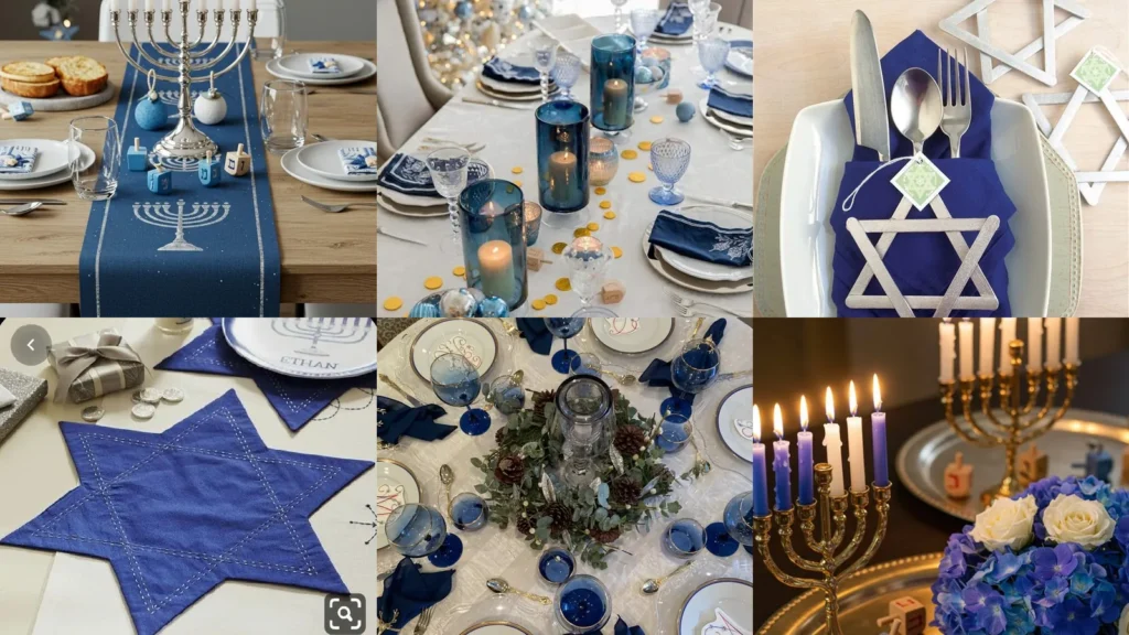 20 Hanukkah Table Decor Ideas With Blue, Silver and Candlelight