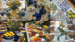 20 Mediterranean Table Decor Ideas With Lemons, Blue Plates and Pretty Flowers