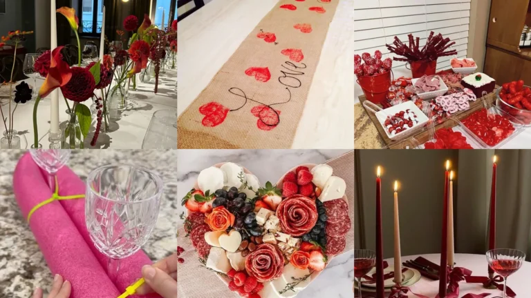 20 Valentines Tablescape Ideas With Hearts, Flowers and Pretty Place Settings
